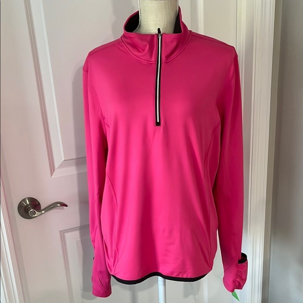 Lauren Ralph Lauren Bright Pink Top with Navy Trim